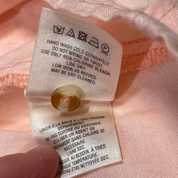 Holding Horses Linen Peplum Button Top Peach Anthropologie Sz M Relaxed Blouse - Picture 8 of 10